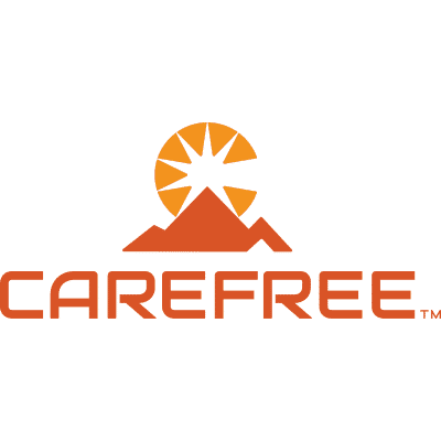 Orange CAREFREE logo with stylized mountain and sun graphic above the text on a white background.