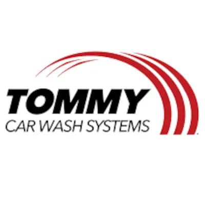 Tommy Car Wash Systems logo with bold black text and three curved red lines arching over the top right corner.