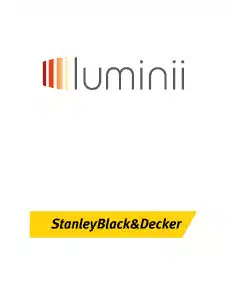 Luminii logo above a yellow Stanley Black & Decker logo on a white background.