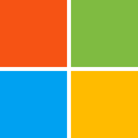 Four squares in orange, green, blue, and yellow form a grid, resembling the Microsoft logo.